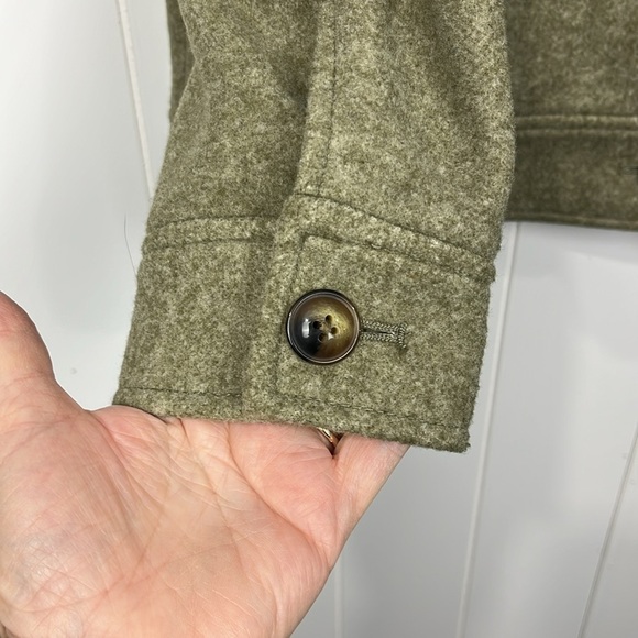 Old Navy Womens Jacket XS Satin Moss Boxy Sherpa Collar Brushed Button Up New - Picture 6 of 14